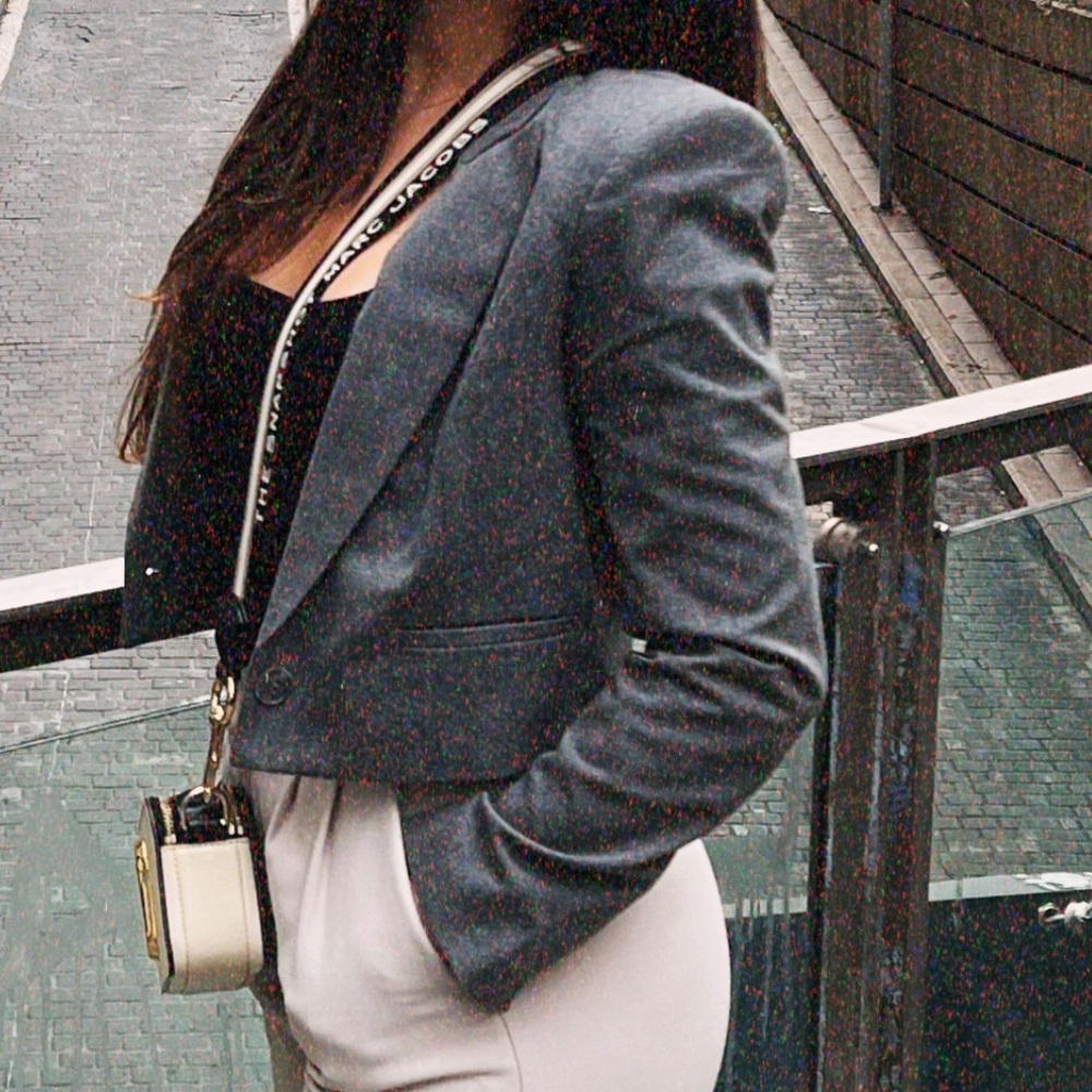 Express Gray Cropped Blazer